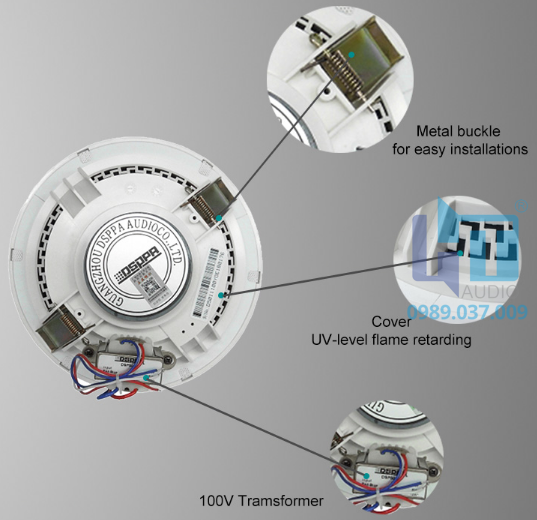 DSP5211C Loa trần đồng trục không bo viền 10W DSP5211C Loa trần đồng trục không bo viền 10W